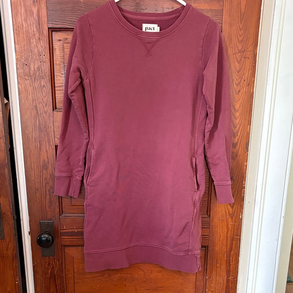 Pact Mauve Long Sleeve Sweatshirt Dress